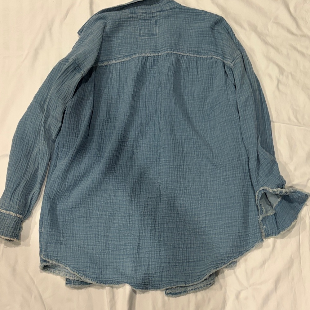 aerie Light Blue Gauze Shirt Jacket - Picture 3 of 3